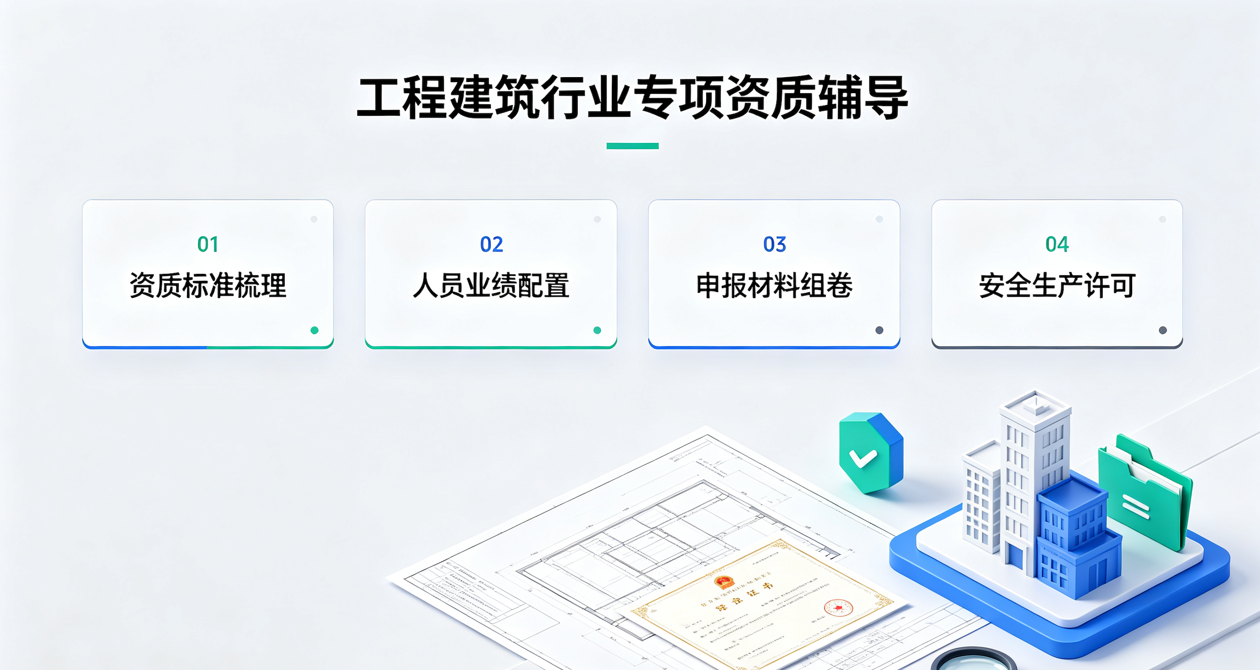 工程建筑行业专项资质辅导，建筑企业资质新办增项升级服务